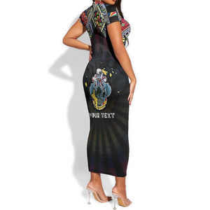 Personalized Seychelles Roots Short Sleeve Bodycon Dress African Pride in Fingerprint and Tribal Colors