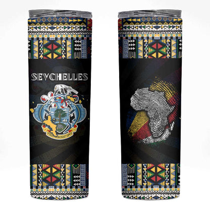 Seychelles Roots Skinny Tumbler African Pride in Fingerprint and Tribal Colors
