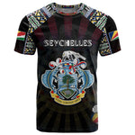 Personalized Seychelles Roots T shirt African Pride in Fingerprint and Tribal Colors