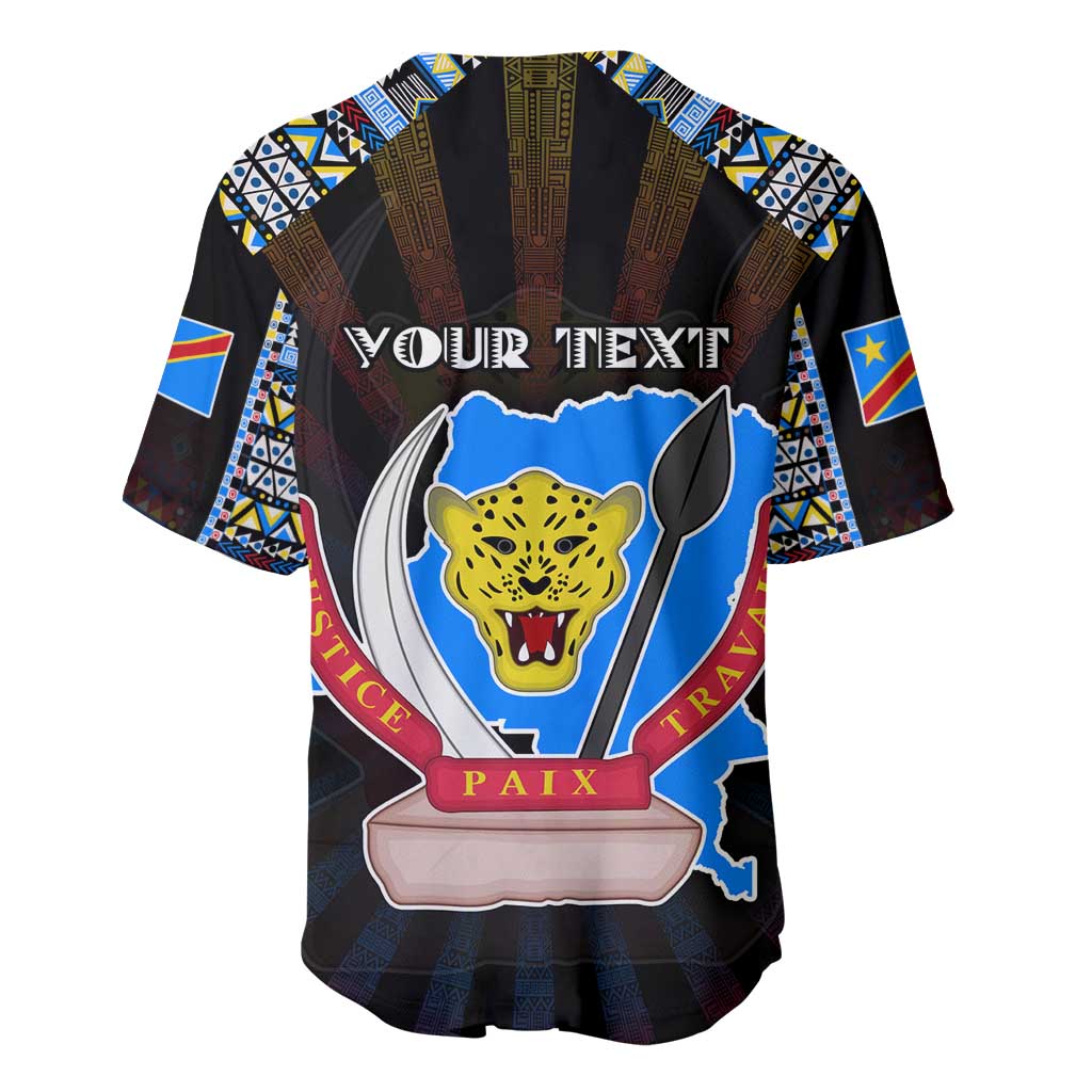 Personalized DR Congo Roots Baseball Jersey African Pride in Fingerprint and Tribal Colors