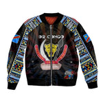 Personalized DR Congo Roots Bomber Jacket African Pride in Fingerprint and Tribal Colors