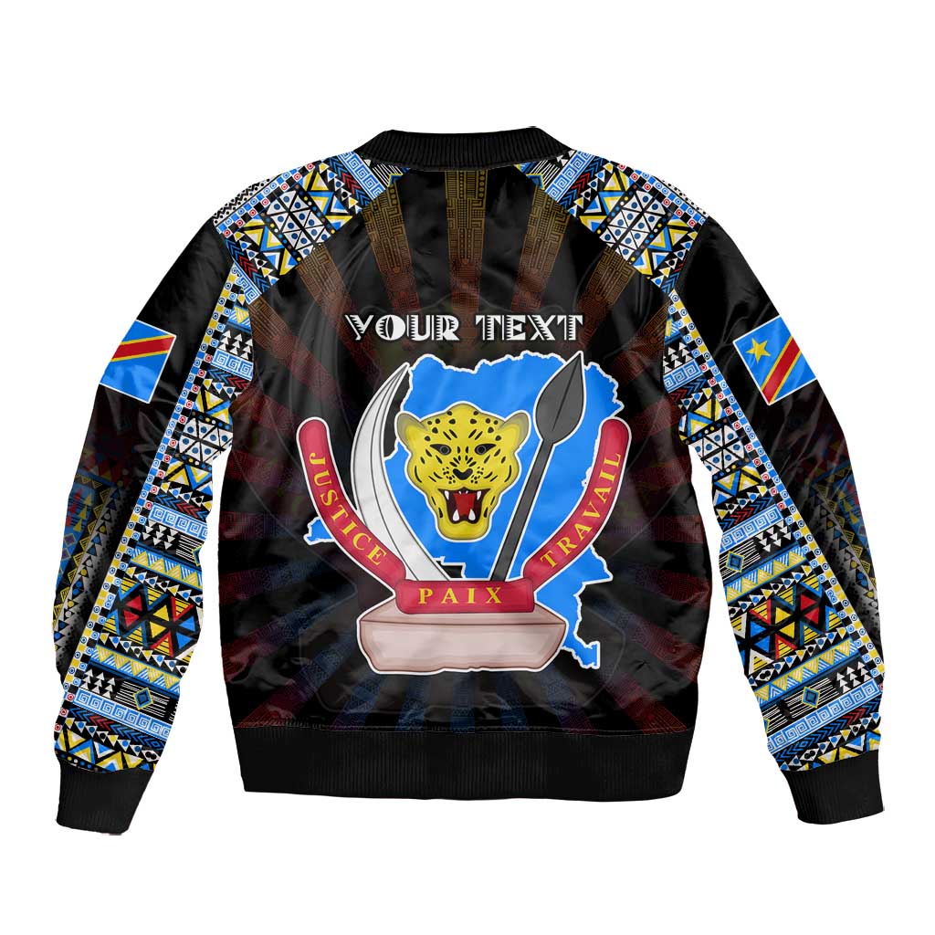Personalized DR Congo Roots Bomber Jacket African Pride in Fingerprint and Tribal Colors