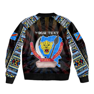 Personalized DR Congo Roots Bomber Jacket African Pride in Fingerprint and Tribal Colors