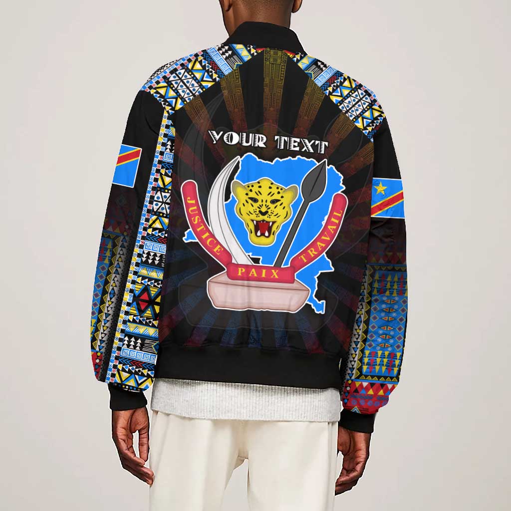 Personalized DR Congo Roots Bomber Jacket African Pride in Fingerprint and Tribal Colors