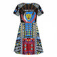 Personalized DR Congo Roots Kid Short Sleeve Dress African Pride in Fingerprint and Tribal Colors