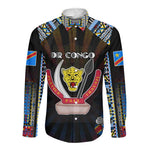 Personalized DR Congo Roots Long Sleeve Button Shirt African Pride in Fingerprint and Tribal Colors