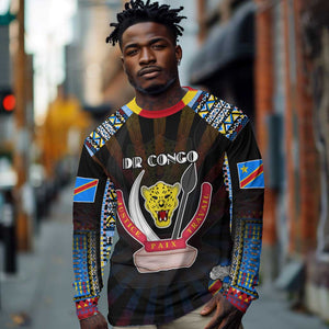 Personalized DR Congo Roots Long Sleeve Shirt African Pride in Fingerprint and Tribal Colors