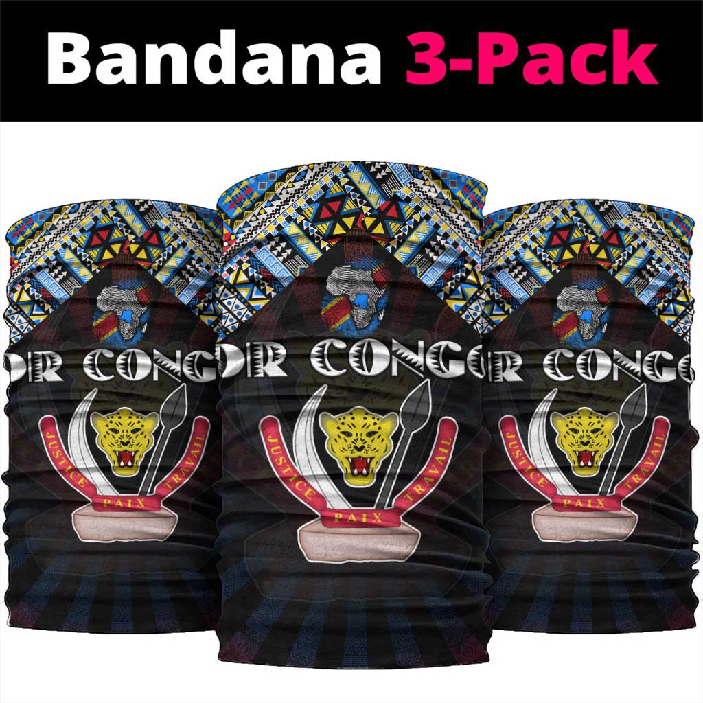 DR Congo Roots Neck Gaiter African Pride in Fingerprint and Tribal Colors DT02