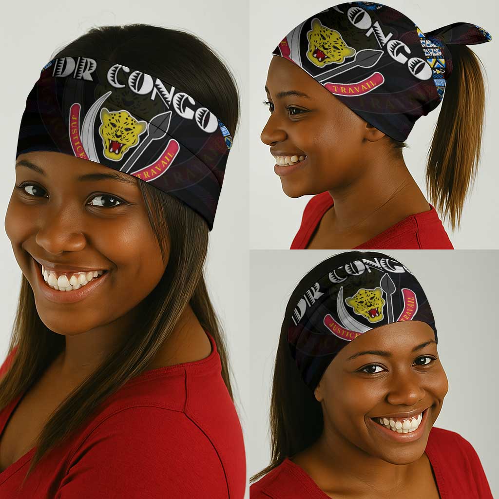 DR Congo Roots Neck Gaiter African Pride in Fingerprint and Tribal Colors DT02