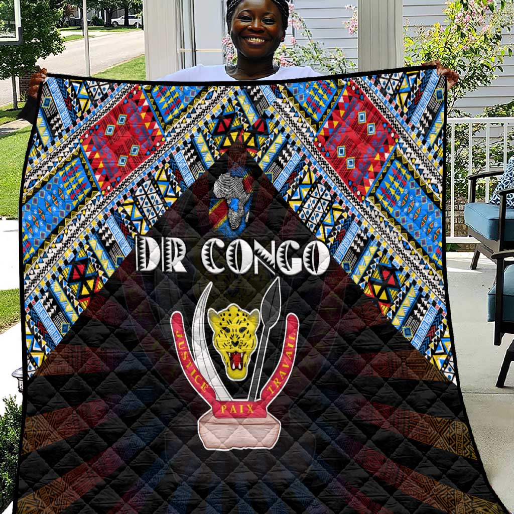DR Congo Roots Quilt African Pride in Fingerprint and Tribal Colors