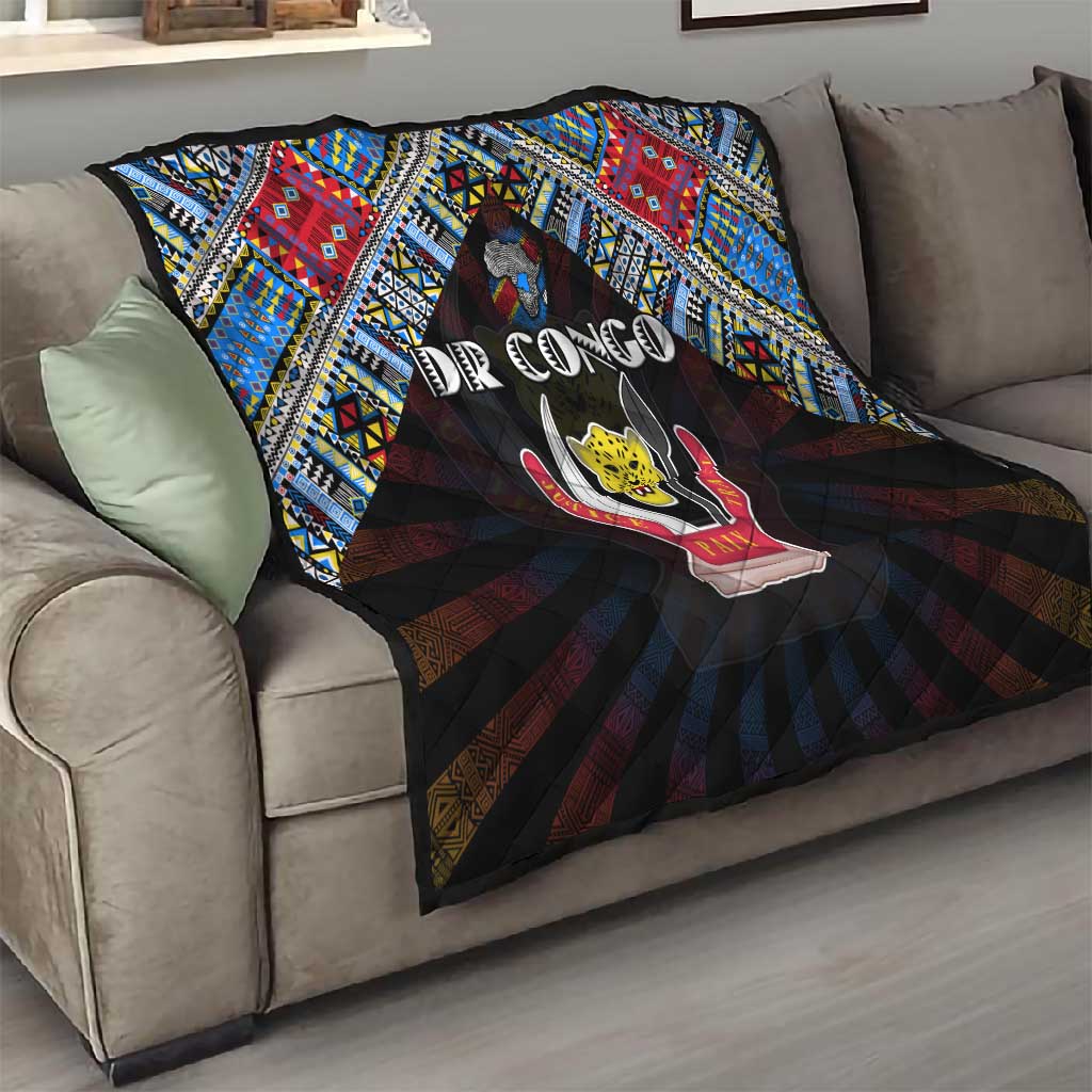 DR Congo Roots Quilt African Pride in Fingerprint and Tribal Colors
