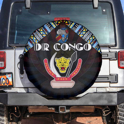 DR Congo Roots Spare Tire Cover African Pride in Fingerprint and Tribal Colors