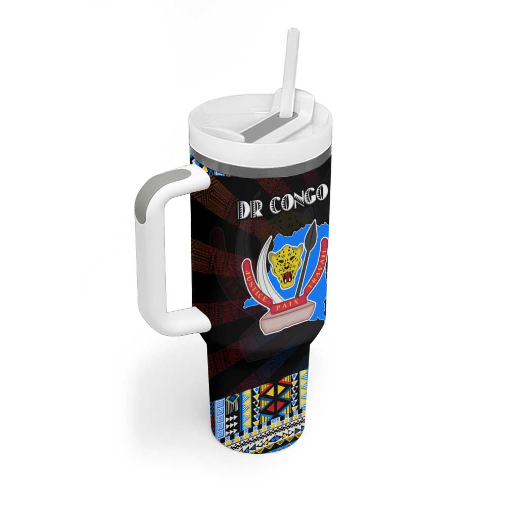 DR Congo Roots Tumbler With Handle African Pride in Fingerprint and Tribal Colors