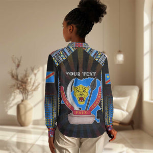 Personalized DR Congo Roots Women Casual Shirt African Pride in Fingerprint and Tribal Colors
