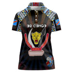 Personalized DR Congo Roots Women Polo Shirt African Pride in Fingerprint and Tribal Colors