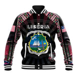 Personalized Liberia Roots Baseball Jacket African Pride in Fingerprint and Tribal Colors