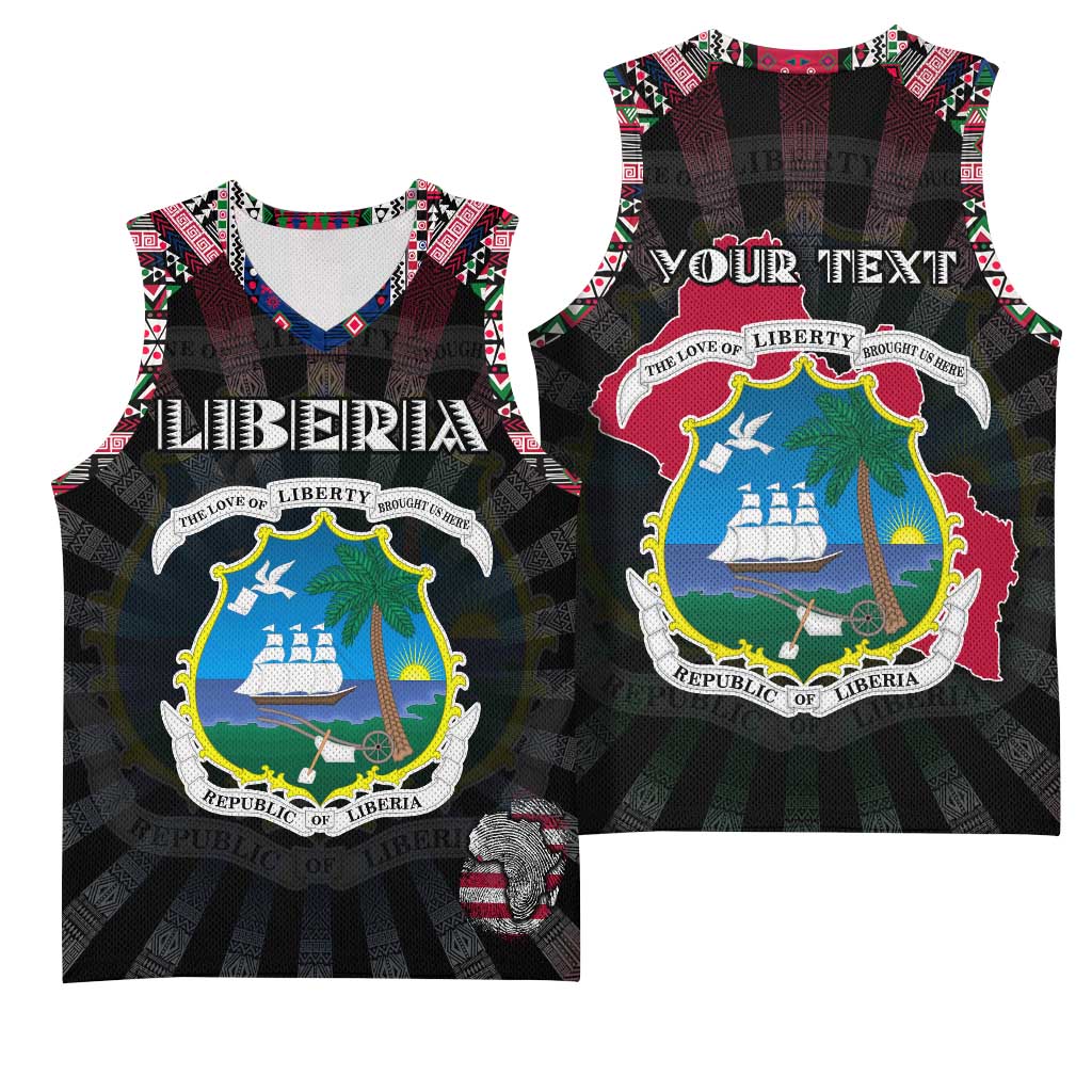 Personalized Liberia Roots Basketball Jersey African Pride in Fingerprint and Tribal Colors DT02