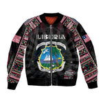 Personalized Liberia Roots Bomber Jacket African Pride in Fingerprint and Tribal Colors