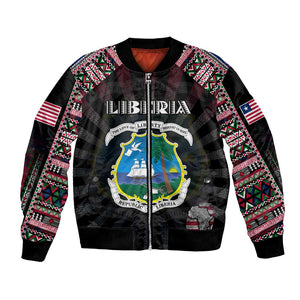 Personalized Liberia Roots Bomber Jacket African Pride in Fingerprint and Tribal Colors
