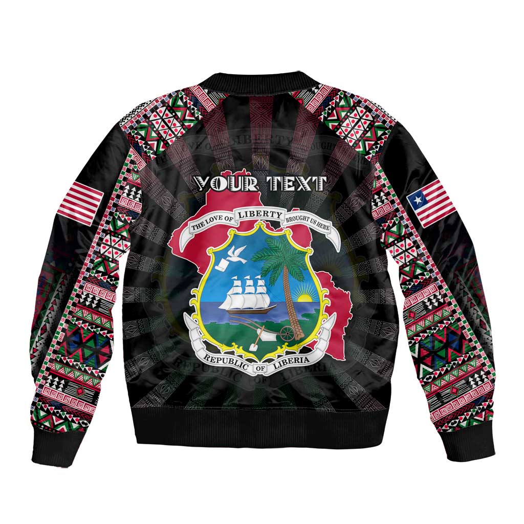 Personalized Liberia Roots Bomber Jacket African Pride in Fingerprint and Tribal Colors