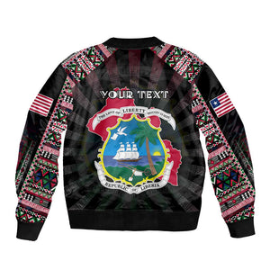 Personalized Liberia Roots Bomber Jacket African Pride in Fingerprint and Tribal Colors
