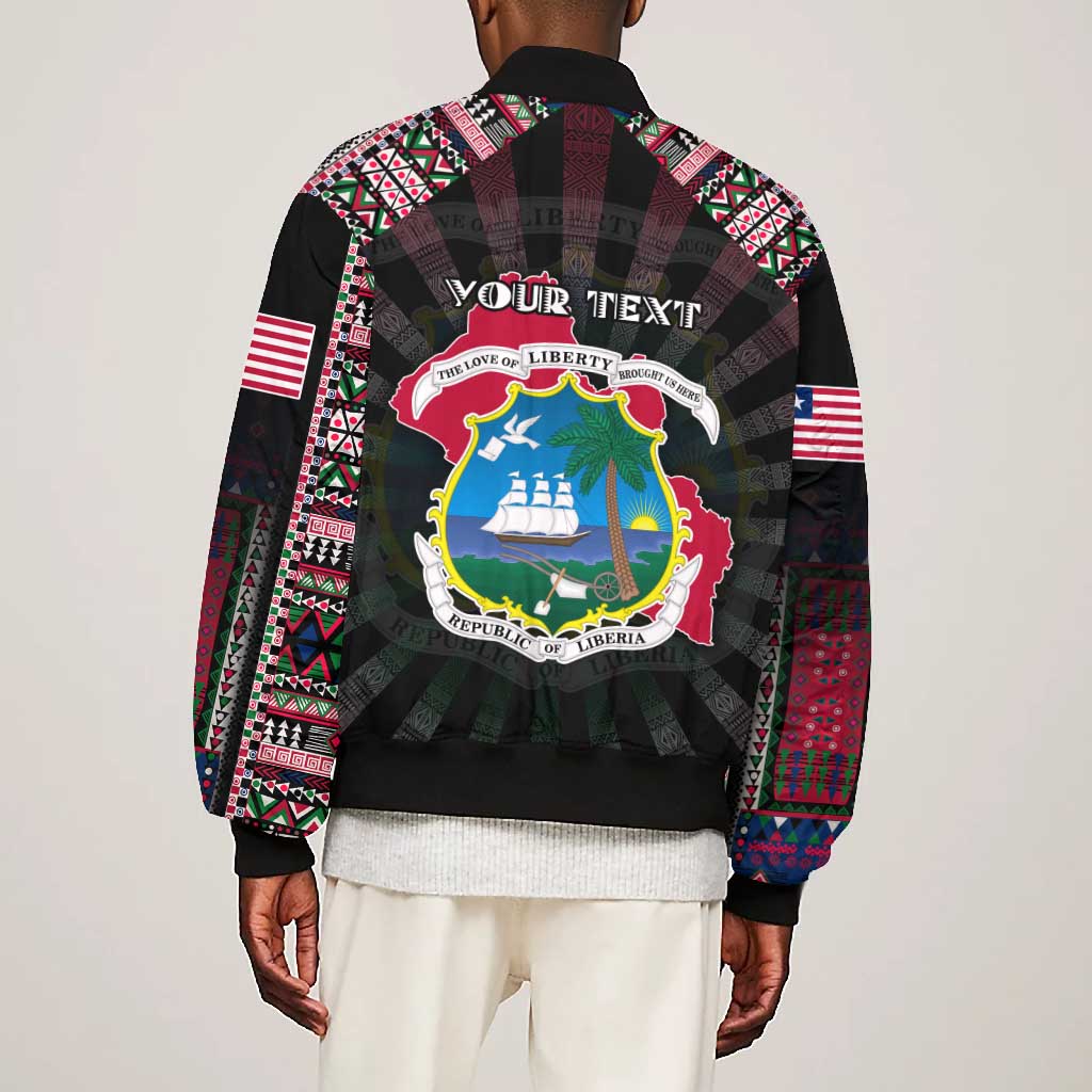Personalized Liberia Roots Bomber Jacket African Pride in Fingerprint and Tribal Colors