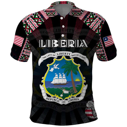 Personalized Liberia Roots Polo Shirt African Pride in Fingerprint and Tribal Colors