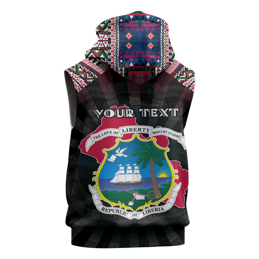 Personalized Liberia Roots Sleeveless Hoodie African Pride in Fingerprint and Tribal Colors - African Pride