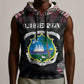Personalized Liberia Roots Sleeveless Hoodie African Pride in Fingerprint and Tribal Colors - African Pride