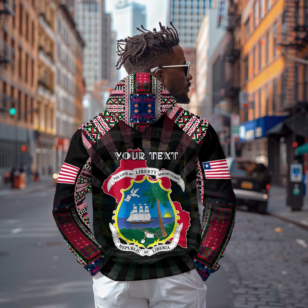 Personalized Liberia Roots Zip Hoodie African Pride in Fingerprint and Tribal Colors