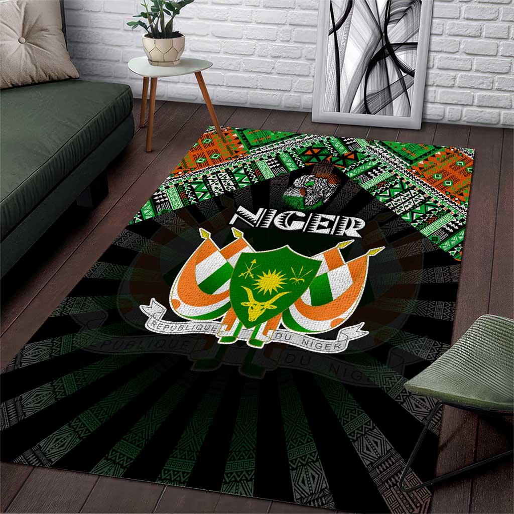 Niger Roots Area Rug African Pride in Fingerprint and Tribal Colors
