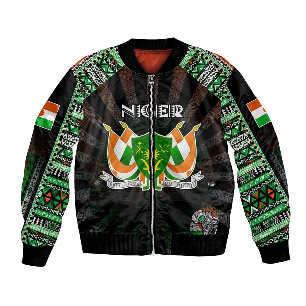 Personalized Niger Roots Bomber Jacket African Pride in Fingerprint and Tribal Colors