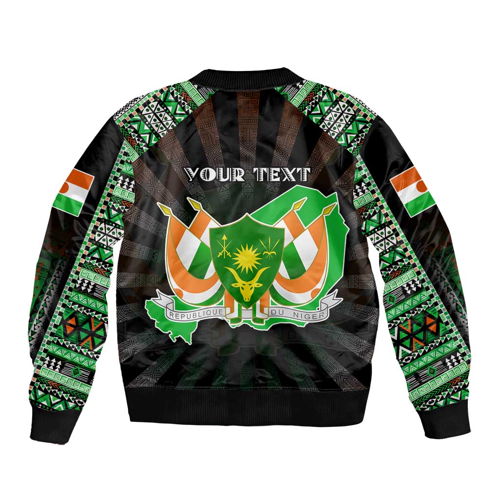 Personalized Niger Roots Bomber Jacket African Pride in Fingerprint and Tribal Colors