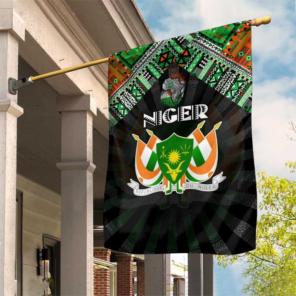 Niger Roots Garden Flag African Pride in Fingerprint and Tribal Colors