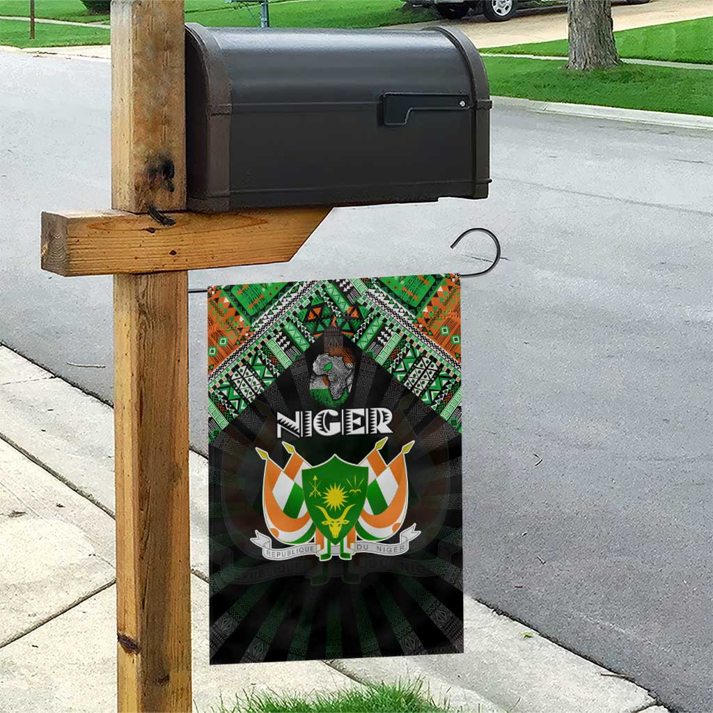 Niger Roots Garden Flag African Pride in Fingerprint and Tribal Colors
