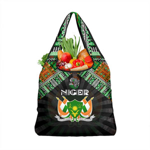 Niger Roots Grocery Bag African Pride in Fingerprint and Tribal Colors