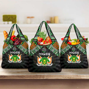 Niger Roots Grocery Bag African Pride in Fingerprint and Tribal Colors