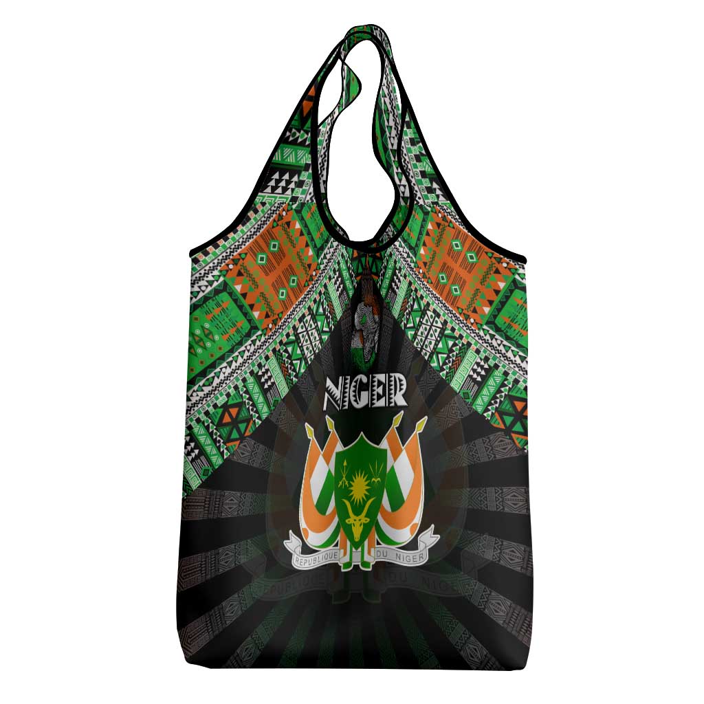 Niger Roots Grocery Bag African Pride in Fingerprint and Tribal Colors