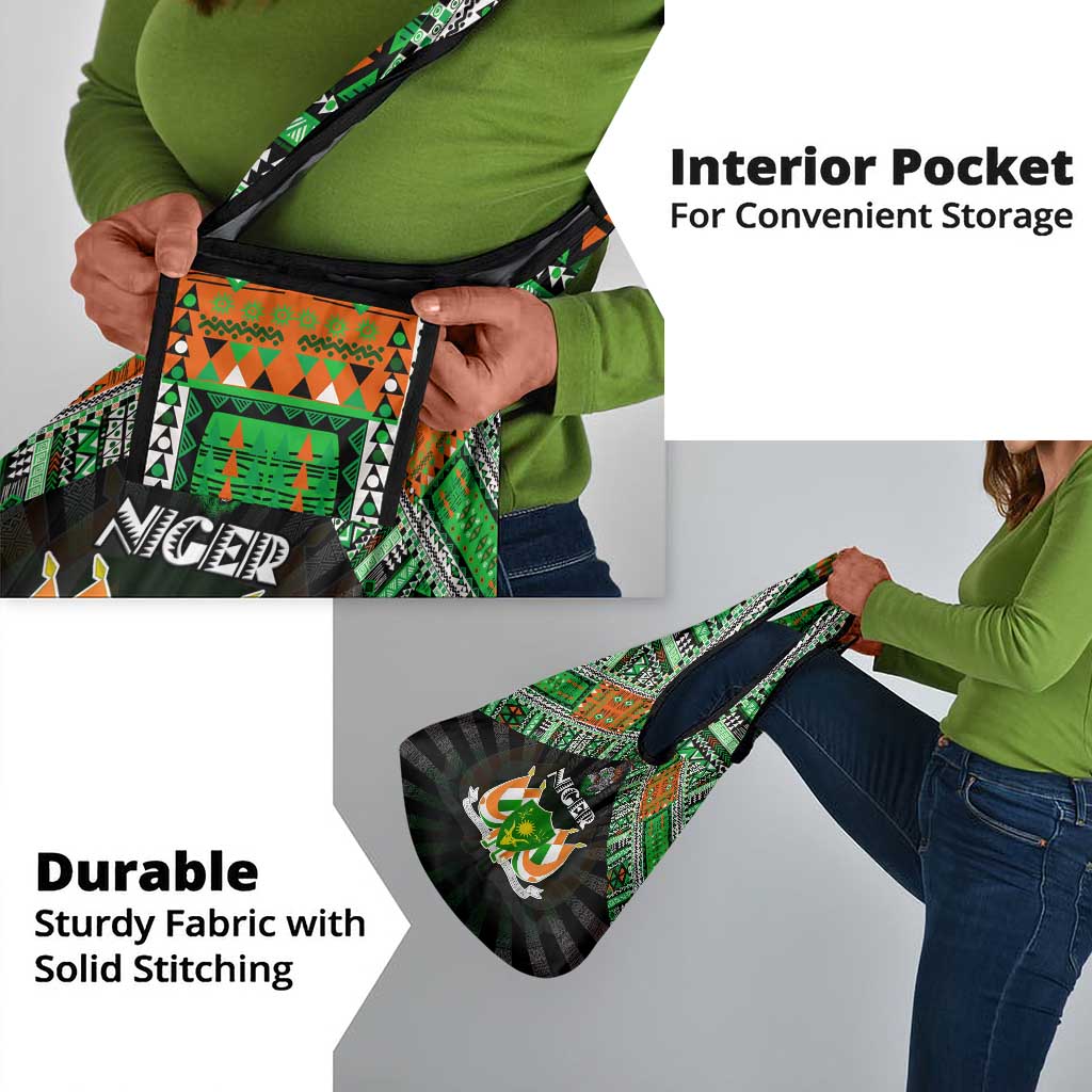 Niger Roots Grocery Bag African Pride in Fingerprint and Tribal Colors