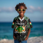 Personalized Niger Roots Kid Hawaiian Shirt African Pride in Fingerprint and Tribal Colors