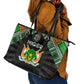 Niger Roots Leather Tote Bag African Pride in Fingerprint and Tribal Colors