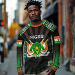 Personalized Niger Roots Long Sleeve Shirt African Pride in Fingerprint and Tribal Colors