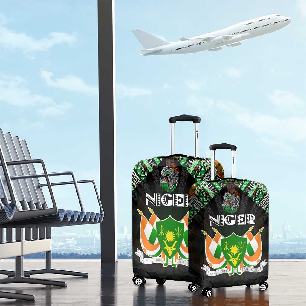 Niger Roots Luggage Cover African Pride in Fingerprint and Tribal Colors