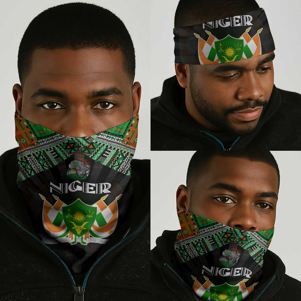 Niger Roots Neck Gaiter African Pride in Fingerprint and Tribal Colors DT02
