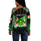 Personalized Niger Roots Off Shoulder Sweater African Pride in Fingerprint and Tribal Colors