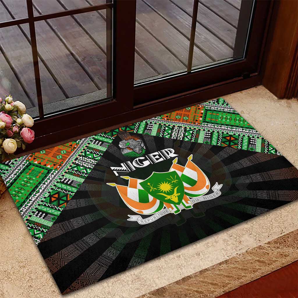 Niger Roots Rubber Doormat African Pride in Fingerprint and Tribal Colors