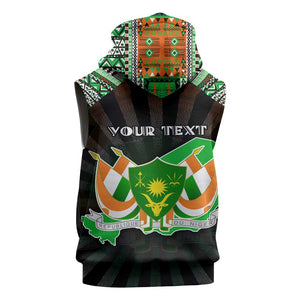 Personalized Niger Roots Sleeveless Hoodie African Pride in Fingerprint and Tribal Colors - African Pride