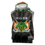 Personalized Niger Roots Sleeveless Zip Hoodie African Pride in Fingerprint and Tribal Colors - African Pride