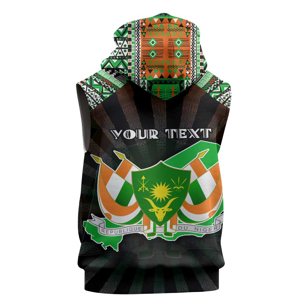 Personalized Niger Roots Sleeveless Zip Hoodie African Pride in Fingerprint and Tribal Colors - African Pride