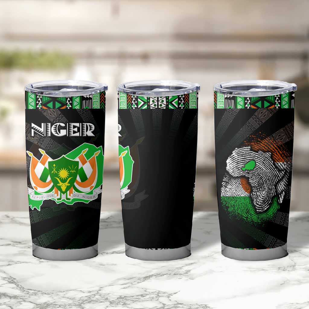 Niger Roots Tumbler Cup African Pride in Fingerprint and Tribal Colors